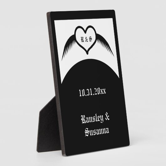 Gothic Wedding Flügelherz Mit Monogramm Fotoplatte (Seite)