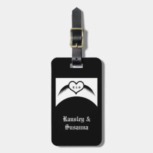 Gothic Wedding Flügelherz Mit Monogramm Gepäckanhänger