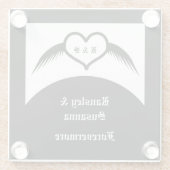 Gothic Wedding Flügelherz Mit Monogramm Glasuntersetzer (Rückseite)