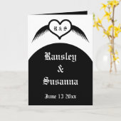 Gothic Wedding Flügelherz Mit Monogramm Karte (Gelbe Blume)