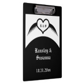 Gothic Wedding Flügelherz Mit Monogramm Klemmbrett (Rechts)