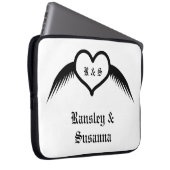 Gothic Wedding Flügelherz Mit Monogramm Laptopschutzhülle (Vorne Rechts)