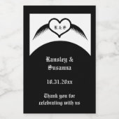 Gothic Wedding Flügelherz Mit Monogramm Lebensmitteletikett (Einzelnes Label)