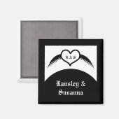 Gothic Wedding Flügelherz Mit Monogramm Magnet (Vorderseite/Rückseite)