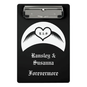 Gothic Wedding Flügelherz Mit Monogramm Mini Klemmbrett