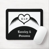 Gothic Wedding Flügelherz Mit Monogramm Mousepad (Mit Mouse)