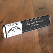 Gothic Wedding Flügelherz Mit Monogramm Namensplakette (Seite)