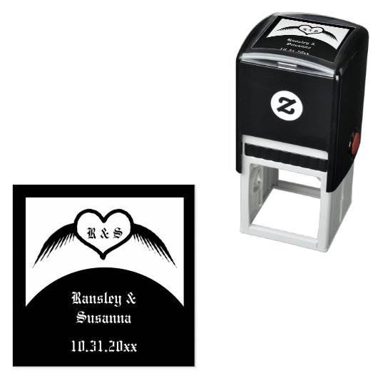 Gothic Wedding Flügelherz Mit Monogramm Permastempel (Beispiel)