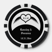 Gothic Wedding Flügelherz Mit Monogramm Pokerchips (Vorderseite)