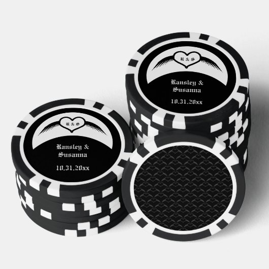 Gothic Wedding Flügelherz Mit Monogramm Pokerchips (Stapel)