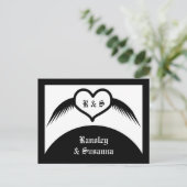 Gothic Wedding Flügelherz Mit Monogramm Postkarte (Stehend Vorderseite)