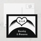 Gothic Wedding Flügelherz Mit Monogramm Postkarte (Vorne/Hinten)