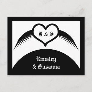 Gothic Wedding Flügelherz Mit Monogramm Postkarte