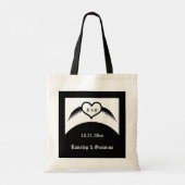 Gothic Wedding Flügelherz Mit Monogramm Tragetasche (Rückseite)