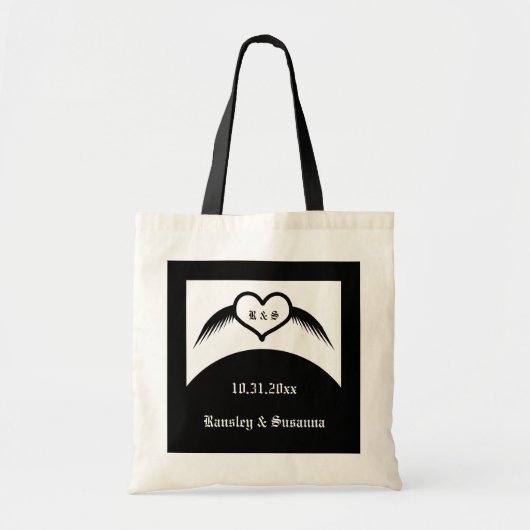 Gothic Wedding Flügelherz Mit Monogramm Tragetasche (Vorne)