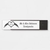 Gothic Wedding Flügelherz Mit Monogramm Türschild (Vorderseite )