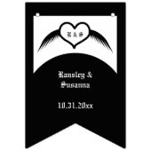 Gothic Wedding Flügelherz Mit Monogramm Wimpelkette (Erste Fahne)