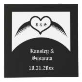 Gothic Wedding Flügelherz Mit Monogramm Würfel (Vorderseite)