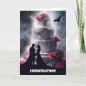 Gothic Wedding Gratulation mit Raven Cake Karte (Vorderseite)