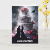 Gothic Wedding Gratulation mit Raven Cake Karte (Gelbe Blume)