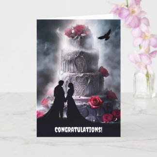 Gothic Wedding Gratulation mit Raven Cake Karte