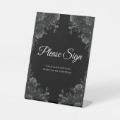 Gothic Wedding Guest Book Sign - Schwarz und Grau Sockelschild (Vorderseite)