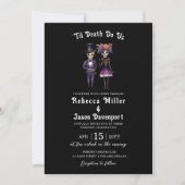 Gothic Wedding Invitation Skeletts Black Einladung (Vorderseite)