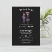 Gothic Wedding Invitation Skeletts Black Einladung (Stehend Vorderseite)