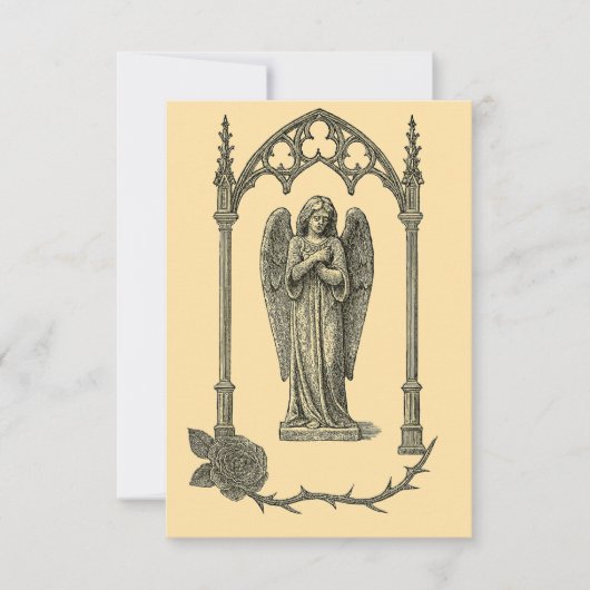Gothic Wedding Invitation – Somber Angel (AI-Gen) Einladung (Vorderseite)