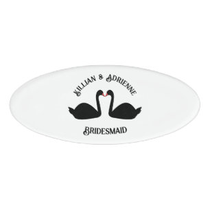 Gothic Wedding Kissing Black Swans Bridesmaid Namenschild