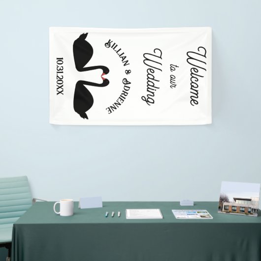 Gothic Wedding Kissing Black Swans Custom Banner (Messeveranstaltung)