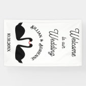 Gothic Wedding Kissing Black Swans Custom Banner (Horizontal)