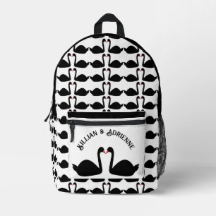 Gothic Wedding Kissing Black Swans Custom Bedruckter Rucksack