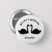Gothic Wedding Kissing Black Swans Custom Button (Vorne & Hinten)