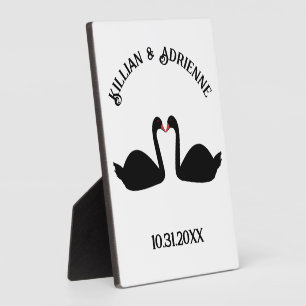 Gothic Wedding Kissing Black Swans Custom Fotoplatte