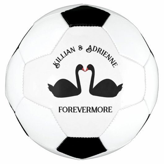 Gothic Wedding Kissing Black Swans Custom Fußball (Vorderseite)