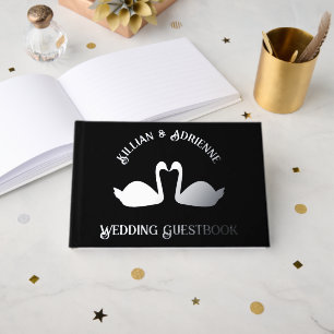 Gothic Wedding Kissing Black Swans Custom Gästebuch