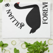 Gothic Wedding Kissing Black Swans Custom Geschirrtuch (Gefaltet)