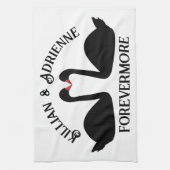 Gothic Wedding Kissing Black Swans Custom Geschirrtuch (Vertikal)