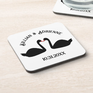 Gothic Wedding Kissing Black Swans Custom Getränkeuntersetzer