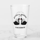 Gothic Wedding Kissing Black Swans Custom Glas (Rückseite)