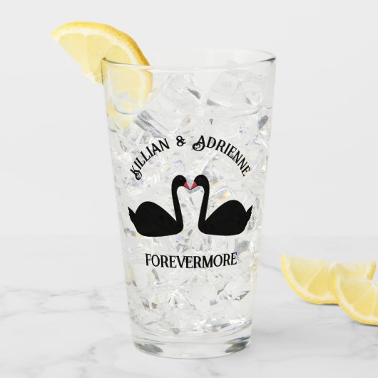 Gothic Wedding Kissing Black Swans Custom Glas (Vorderseite Ice)