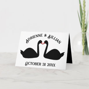 Gothic Wedding Kissing Black Swans Custom Karte