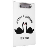 Gothic Wedding Kissing Black Swans Custom Klemmbrett (Rechts)
