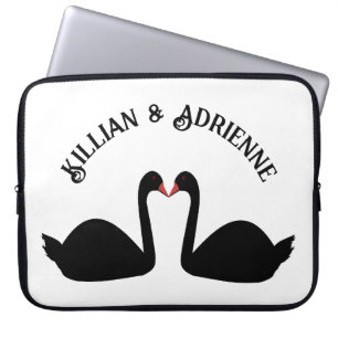 Gothic Wedding Kissing Black Swans Custom Laptopschutzhülle