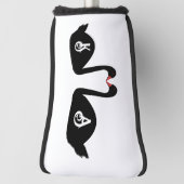Gothic Wedding Kissing Black Swans Custom Monogram Golf Headcover (Rotieren 90)