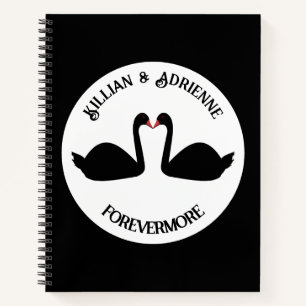Gothic Wedding Kissing Black Swans Custom Notizblock
