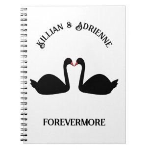 Gothic Wedding Kissing Black Swans Custom Notizblock