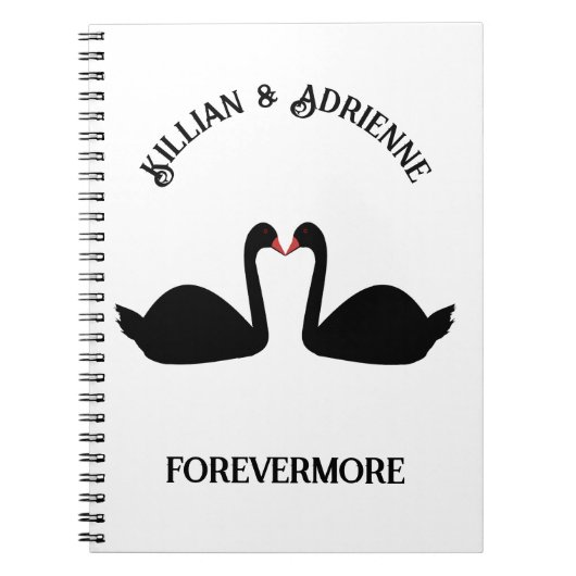 Gothic Wedding Kissing Black Swans Custom Notizblock (Vorderseite)