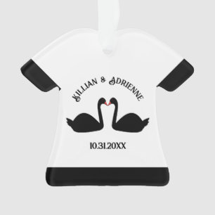 Gothic Wedding Kissing Black Swans Custom Ornament